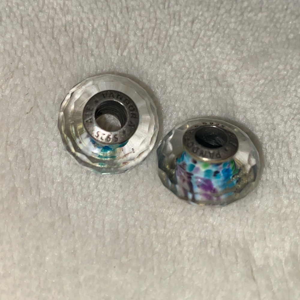 SET OF 2 MULTI-COLOR MURANO SEA GLASS BEADS